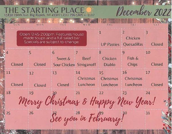 December Menu